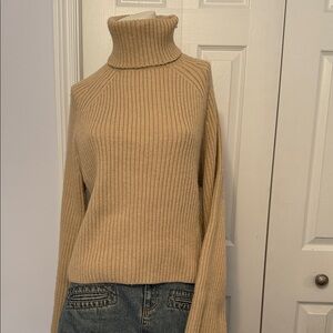 Cozy Tan Turtleneck Cowl Sweater. Create a bundle and save!